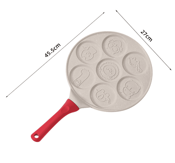 Large Black Flat + Black Handle (Gas Model) Non-Stick Pancake Pan - 7-Hole Fun Shapes Breakfast Griddle (27cm) - V888-Elosung24790 V888 ELOSUNG24790 202504171630 01