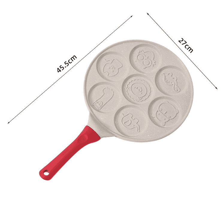 Black Heart + Black Handle (Gas model) Non-Stick Pancake Pan - 7-Hole Fun Shapes Breakfast Griddle (27cm) - V888-Elosung24794 V888 ELOSUNG24794 202504171633 01