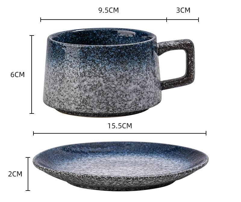 Vintage Ceramic Coffee Cup and Saucer Set - Elegant Afternoon Tea Set(Daisy Blue) - V888-Elosung25522 V888 ELOSUNG25522 202504281335 00
