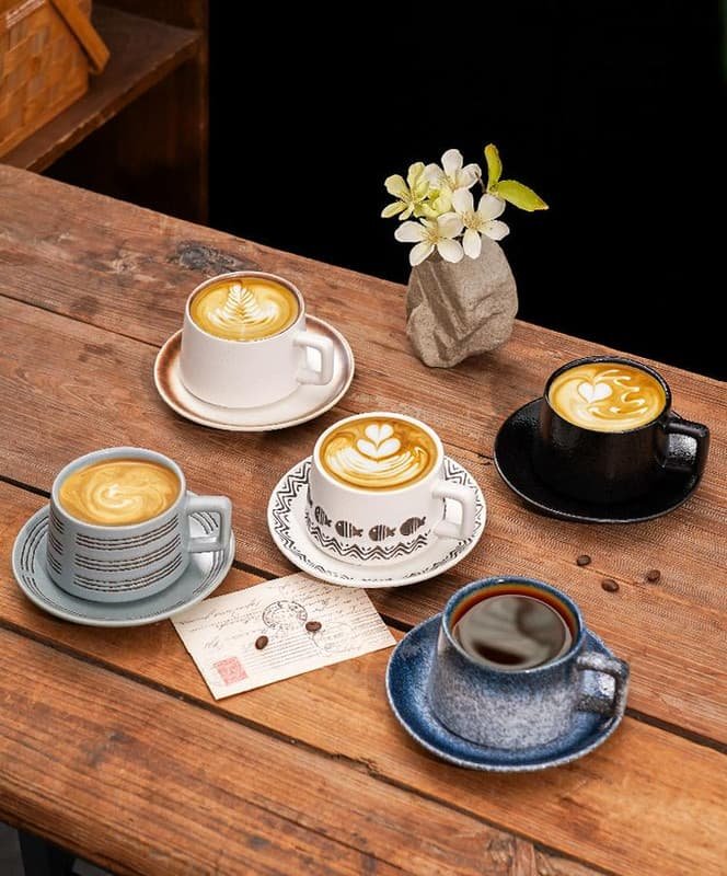 Vintage Ceramic Coffee Cup and Saucer Set - Elegant Afternoon Tea Set(Daisy Blue) - V888-Elosung25522 V888 ELOSUNG25522 202504281335 02