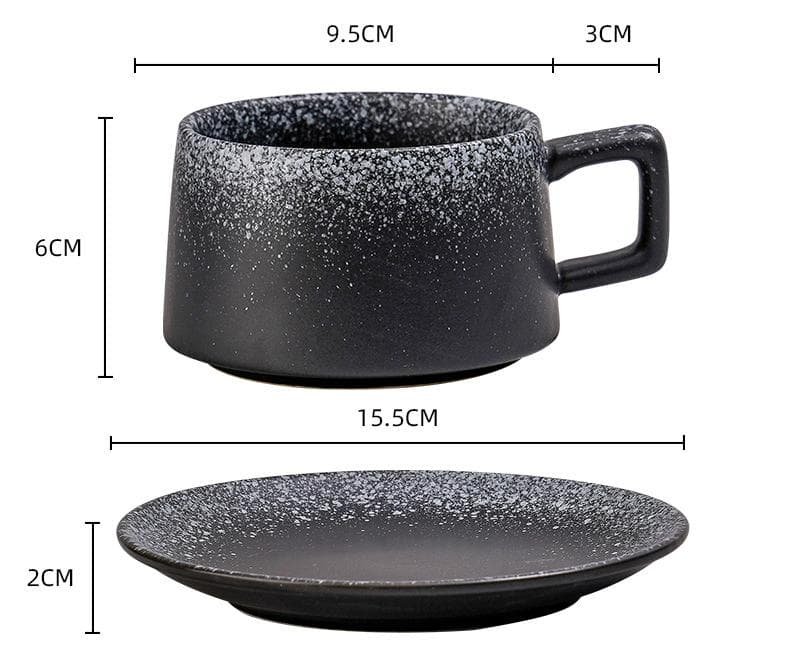 Vintage Ceramic Coffee Cup and Saucer Set - Elegant Afternoon Tea Set(Snow) - V888-Elosung25523 V888 ELOSUNG25523 202504281252 00