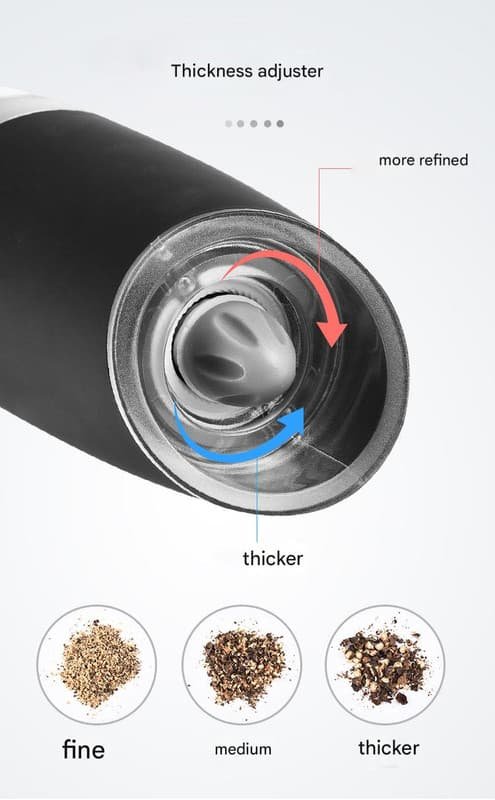 Gravity Electric Salt & Pepper Grinder Set - Adjustable Coarseness, LED Light, Battery Operated(silver) - V888-Elosung25787 V888 ELOSUNG25787 202505131853 03