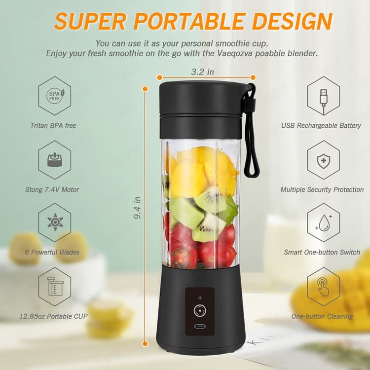 Blue Portable Blender USB Rechargeable - Personal Size Smoothie Maker On The Go - V888-Elosung26153 V888 ELOSUNG26153 202504171808 01