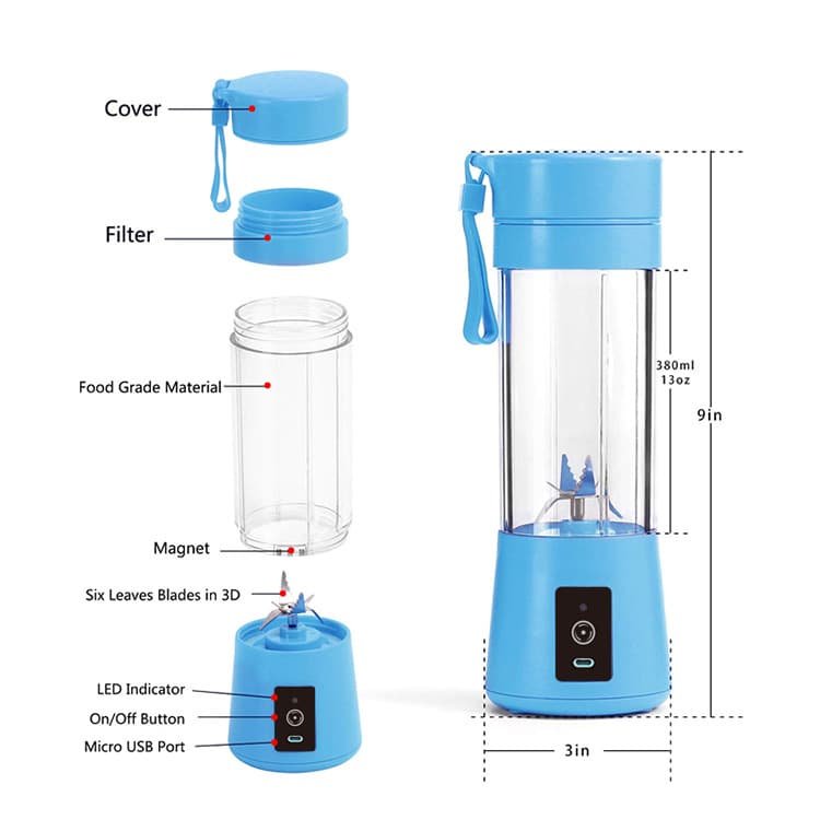 Red Portable Blender USB Rechargeable - Personal Size Smoothie Maker On The Go - V888-Elosung26156 V888 ELOSUNG26156 202504171812 04