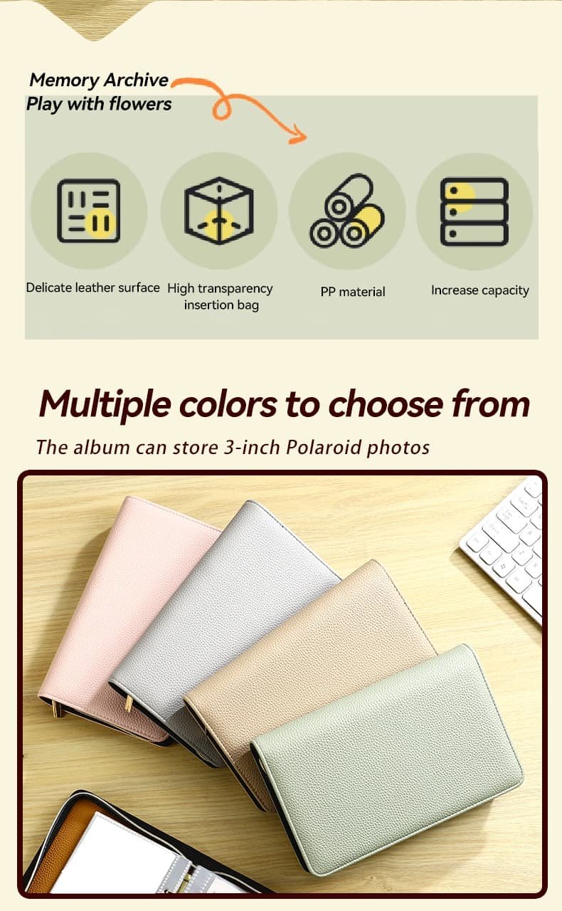 Brown PU Leather Zippered Photo Album - Holds 240 3 Prints" - V888-Elosung26659 V888 ELOSUNG26659 202505131842 02