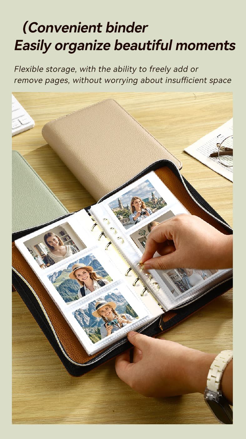 Brown PU Leather Zippered Photo Album - Holds 240 3 Prints" - V888-Elosung26659 V888 ELOSUNG26659 202505131842 08