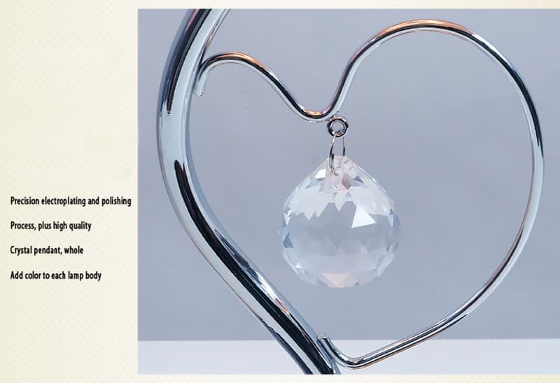 Red Roses And Silver Base Romantic Red Rose Flower Table Lamp - Crystal Heart Accent Bedside Night Light - V888-Elosung27156 V888 ELOSUNG27156 202504281225 02