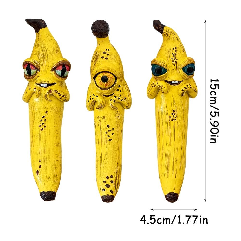 3 Pcs Style 1 Yellow Whimsical Magic Banana Monster Figurine - Quirky Resin Art Decor for Home & Party - V888-Elosung27384 V888 ELOSUNG27384 202505081712 01