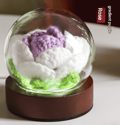 Gradient Purple Rose Knitted Flower LED Dome Lamp - USB Touch 3-Color Night Light - V888-Elosung28111 V888 ELOSUNG28111 202504281421 00