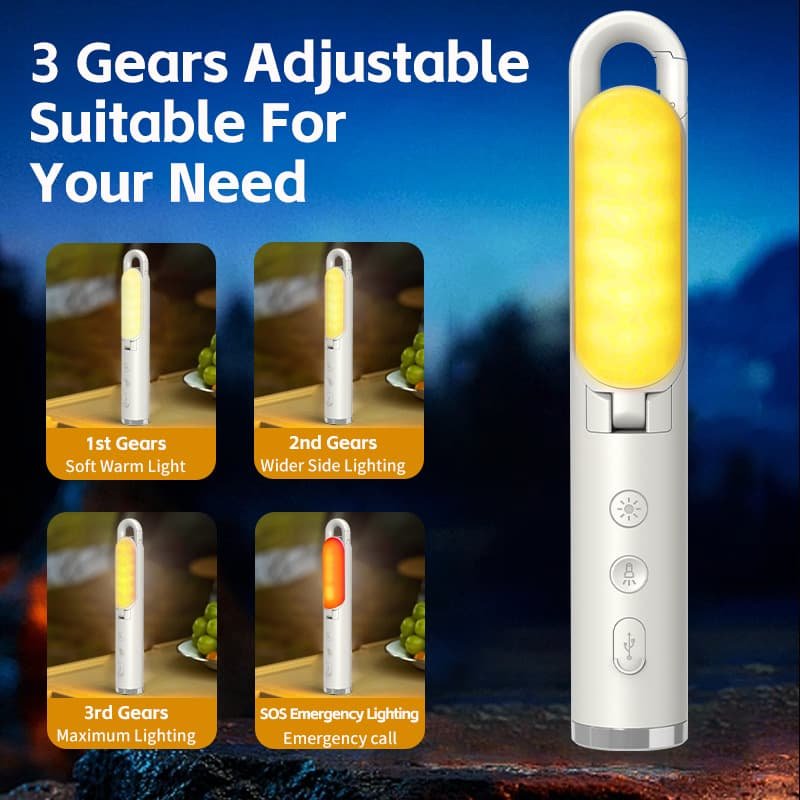 Multi-Function Folding LED Camping Lantern & Flashlight - USB Rechargeable, 3 Light Modes + SOS(Black) - V888-Elosung29662 V888 ELOSUNG29662 202506101145 03