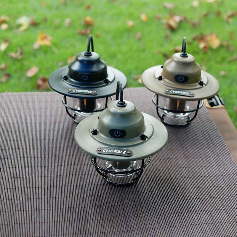 Retro LED Camping Lantern with Multiple Light Modes - USB Rechargeable, Hanging Design(black) - V888-Elosung29795 V888 ELOSUNG29795 202506190654 02