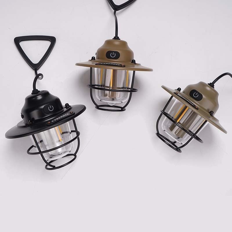 Retro LED Camping Lantern with Multiple Light Modes - USB Rechargeable, Hanging Design(black) - V888-Elosung29795 V888 ELOSUNG29795 202506190654 03