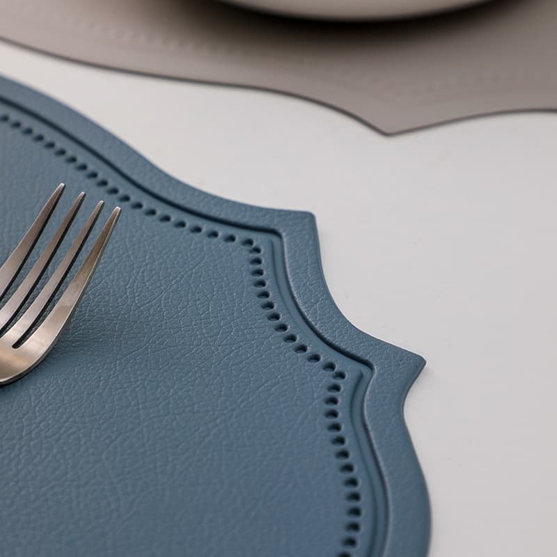 4 pcs Retro Faux Leather Placemat - Waterproof & Oil-Proof Dining Table Mat (Light blue) - V888-Elosung31204 V888 ELOSUNG31204 202505281033 01