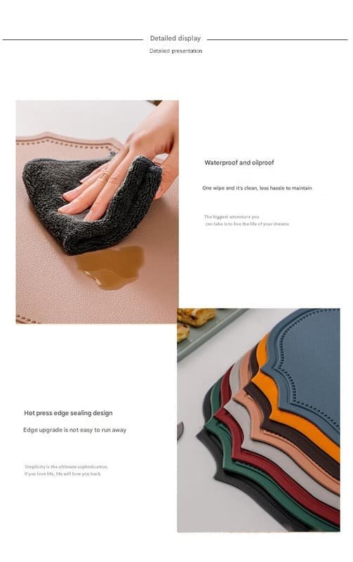 4 pcs Retro Faux Leather Placemat - Waterproof & Oil-Proof Dining Table Mat (Black) - V888-Elosung31220 V888 ELOSUNG31220 202505281042 01