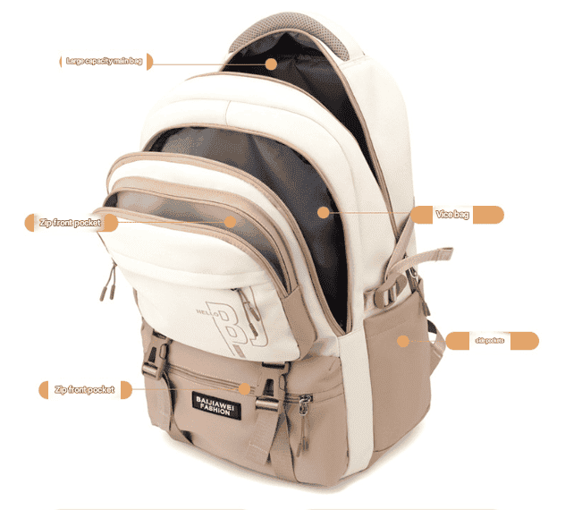 Black Large Capacity Student Backpack - Durable Oxford Cloth School Bag with Laptop Compartment & Multiple Pockets - V888-Elosung32512 V888 ELOSUNG32512 202506191328 04