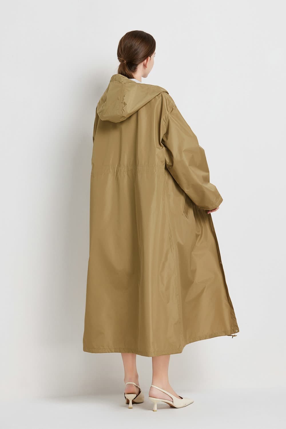 Size L Yellow Women's Chic Lightweight Waterproof Raincoat - Long Hooded Packable Rain Jacket with Pouch - V888-Elosung32644 V888 ELOSUNG32644 202506241120 06