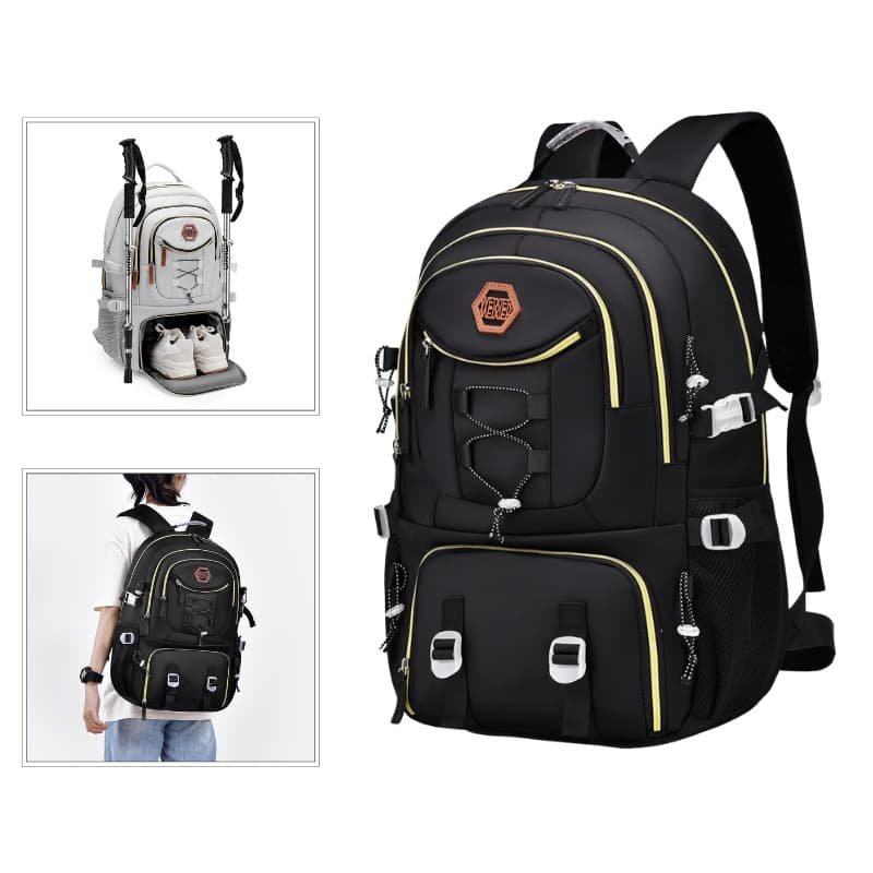 Black Stylish Large Capacity Backpack - Water-Resistant Oxford Rucksack for Travel, School & Daily Use - V888-Elosung33666 V888 ELOSUNG33666 202507021030 01