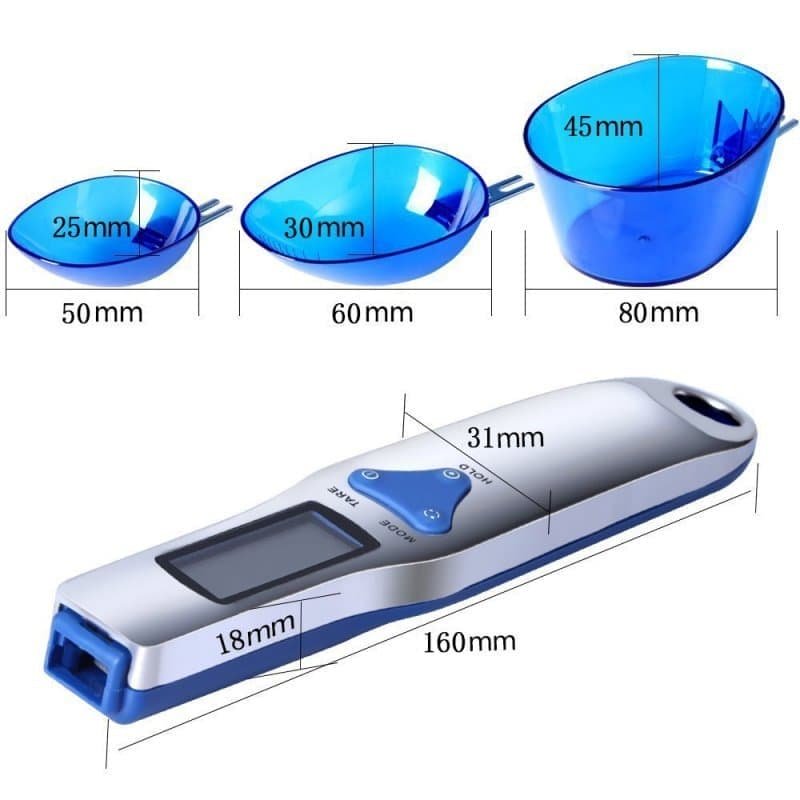 Blue High Precision Digital Spoon Scale - Electronic Measuring Scoop with 3 Heads for Kitchen & Baking(300g) - V888-Elosung34204 V888 ELOSUNG34204 202506191235 01