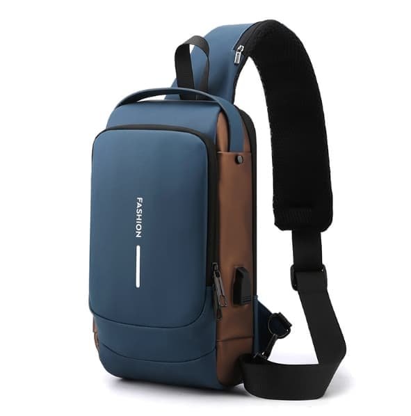 Blue Modern Anti-Theft Sling Bag for Men - Crossbody Backpack with USB Port & Combination Lock - V888-Elosung34231 V888 ELOSUNG34231 202506241140 00