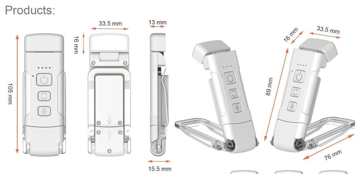 Portable Clip-On LED Reading Light - USB Rechargeable, 3 Color Modes & 5 Brightness Levels(black) - V888-Elosung35457 V888 ELOSUNG35457 202506301053 02