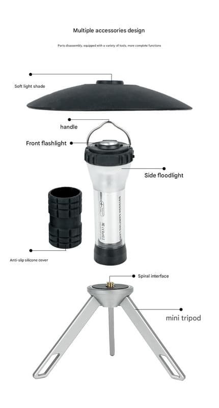 Portable Outdoor Camping Lantern with Tripod Stand, Soft Light Diffuser & USB-C Charging(blue) - V888-Elosung35687 V888 ELOSUNG35687 202507151040 03