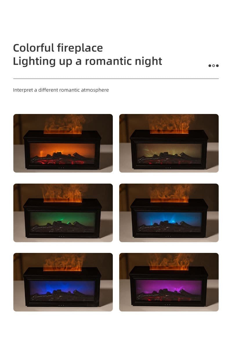 Fireplace Flame Effect Aroma Diffuser & Humidifier with 7-Colour Light, Timer & Remote Control(White) - V888-Elosung35859 V888 ELOSUNG35859 202508111453 03