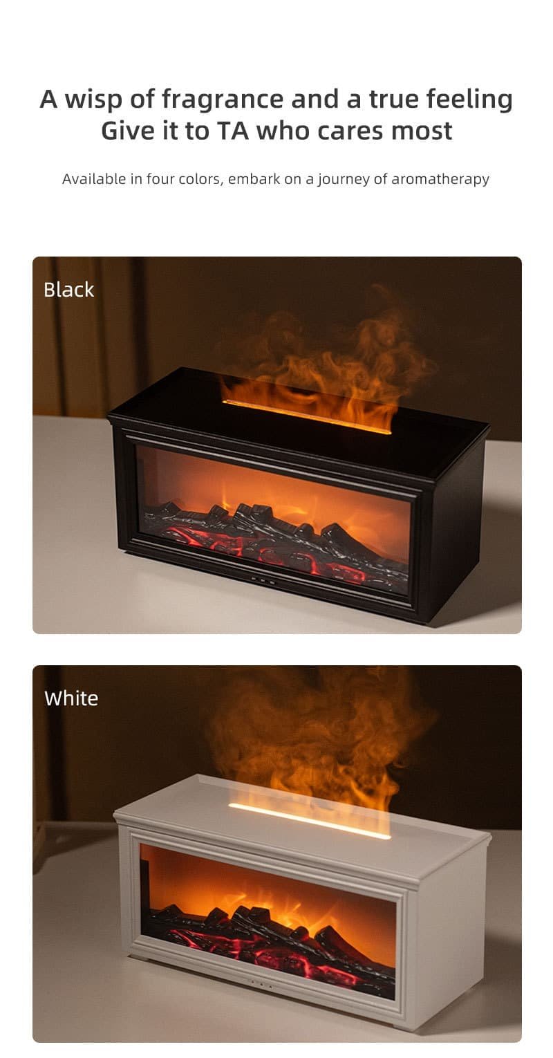 Fireplace Flame Effect Aroma Diffuser & Humidifier with 7-Colour Light, Timer & Remote Control(White) - V888-Elosung35859 V888 ELOSUNG35859 202508111453 11