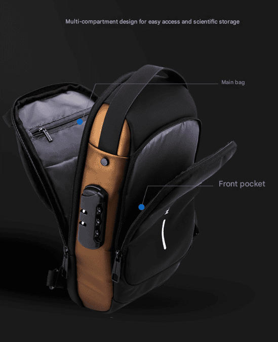 Grey and Brown Men's Anti-Theft Crossbody Sling Bag with USB Charging Port & Combination Lock - V888-Elosung36008 V888 ELOSUNG36008 202507211312 04