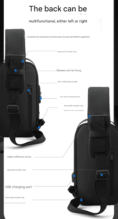 Grey and Brown Men's Anti-Theft Crossbody Sling Bag with USB Charging Port & Combination Lock - V888-Elosung36008 V888 ELOSUNG36008 202507211312 05