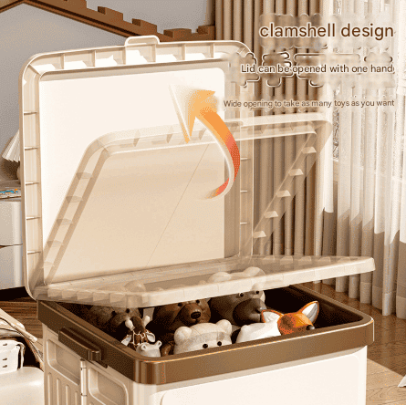 White Large Foldable Storage Box with Lid and Wheels - Heavy Duty Collapsible Toy Organizer Bin - V888-Elosung36118 V888 ELOSUNG36118 202508041442 02