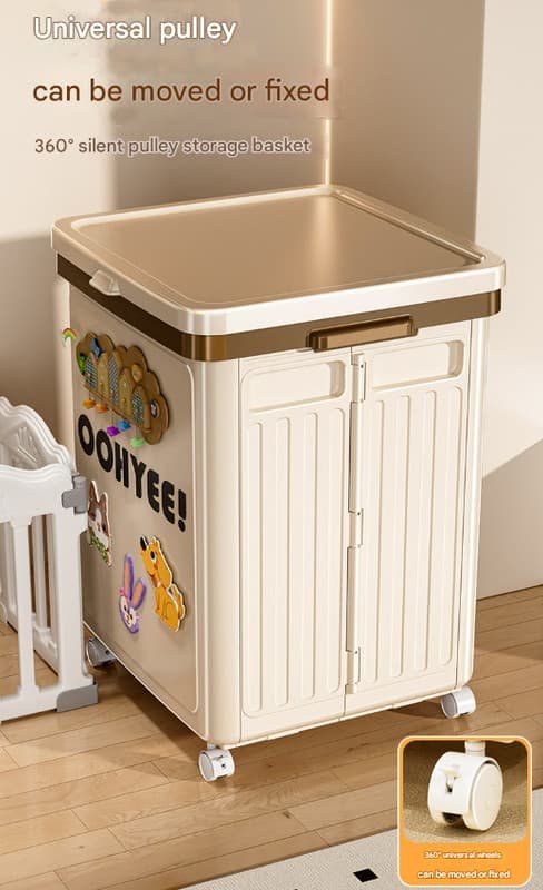 White Large Foldable Storage Box with Lid and Wheels - Heavy Duty Collapsible Toy Organizer Bin - V888-Elosung36118 V888 ELOSUNG36118 202508041442 07