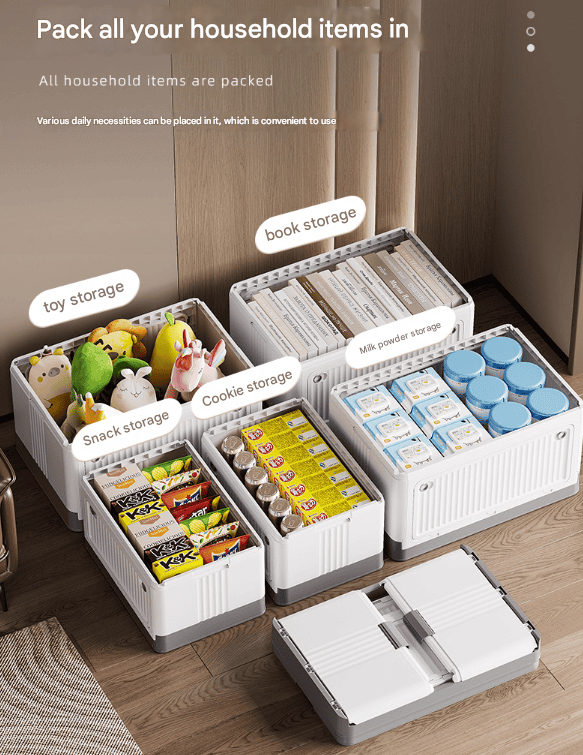 Size S Brown Collapsible Storage Box with Wheels and Telescopic Handle - Stackable Folding Crate for Car & Home - V888-Elosung36120 V888 ELOSUNG36120 202508041445 03