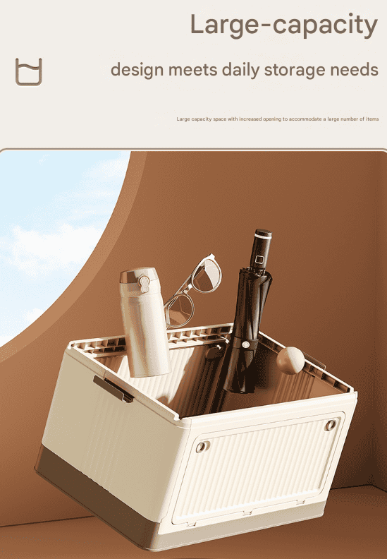 Size S Brown Collapsible Storage Box with Wheels and Telescopic Handle - Stackable Folding Crate for Car & Home - V888-Elosung36120 V888 ELOSUNG36120 202508041445 04