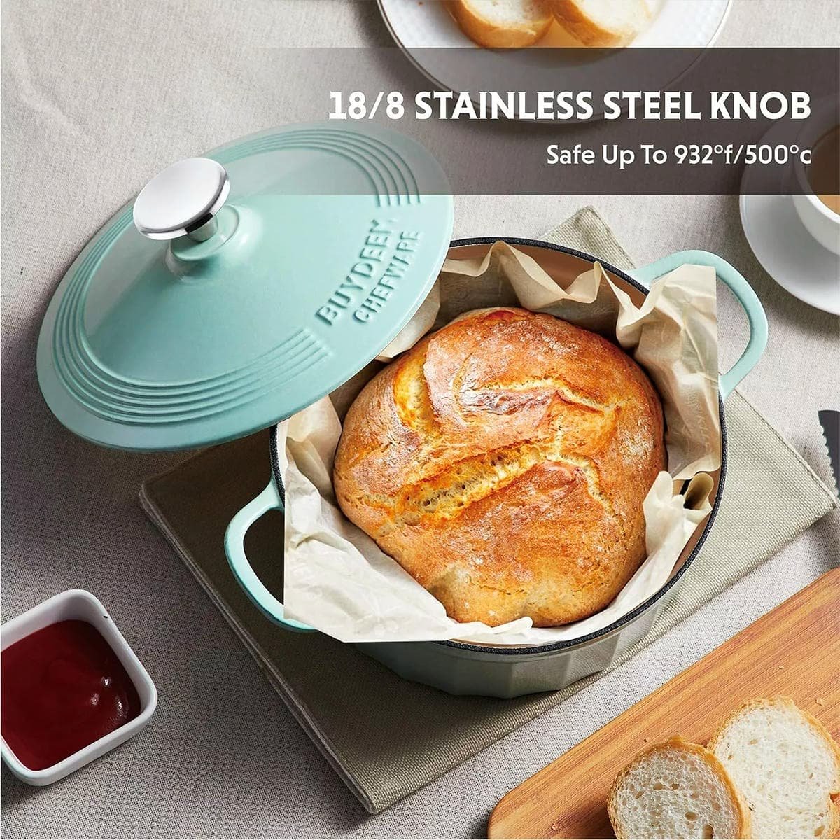 BUYDEEM Enameled Cast-Iron Dutch Oven - V943-CP552-GREEN V943 CP552 GREEN 202507141836 04