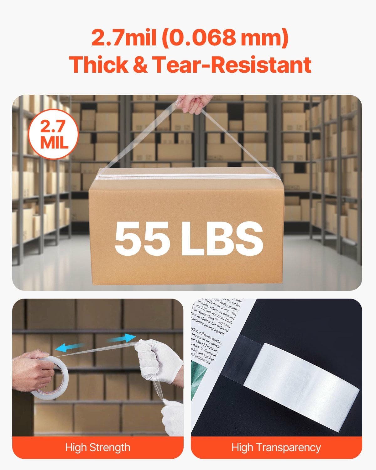Packing Tape 6 Rolls 65 Yards Clear Shipping Tape with Dispenser 2.7 Mil - V952-3YCXFXJDTM6G2L8SQV0 V952 3YCXFXJDTM6G2L8SQV0 202507141436 03