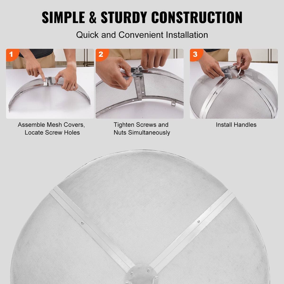 Fire Pit Spark Screen Round 40", Reinforced Heavy Duty Steel Metal Cover, Outdoor Firepit Lid, Easy-Opening Top Screen Covers Round with Ring Handle for Outdoor Patio Fire Pits Backyard - V952-HKWZ201BXGYXUJKVMV0 V952 HKWZ201BXGYXUJKVMV0 202507141527 04