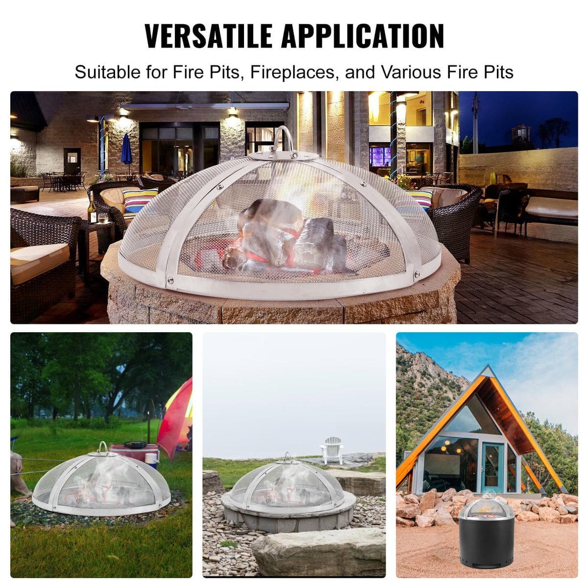Fire Pit Spark Screen Round 40", Reinforced Heavy Duty Steel Metal Cover, Outdoor Firepit Lid, Easy-Opening Top Screen Covers Round with Ring Handle for Outdoor Patio Fire Pits Backyard - V952-HKWZ201BXGYXUJKVMV0 V952 HKWZ201BXGYXUJKVMV0 202507141527 05