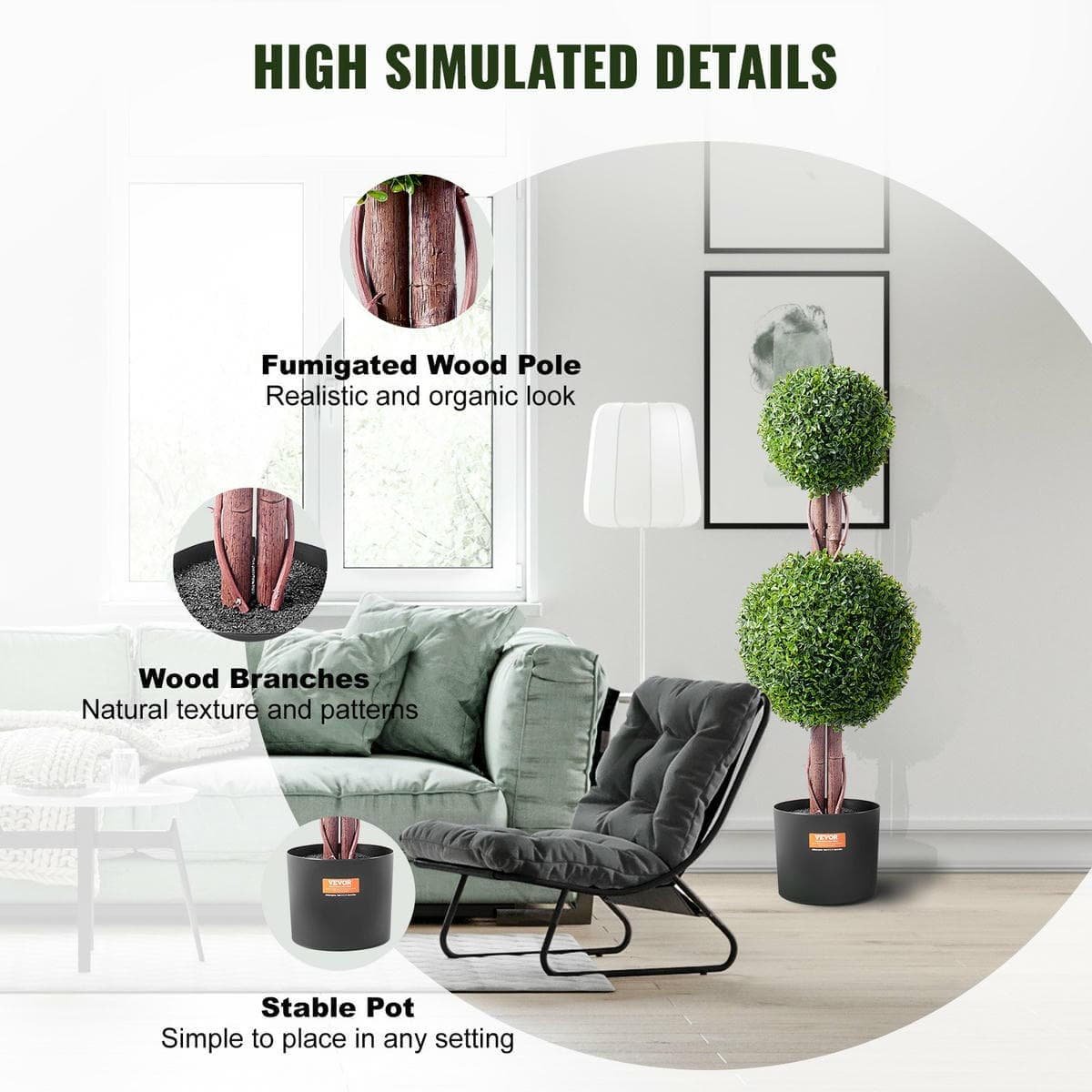 2 Pack 91.4cm Artificial Boxwood Topiary Tree Faux Plant UV Decor In/Outdoor - V952-HYMRGXJS48YCKHMZUV0 V952 HYMRGXJS48YCKHMZUV0 202507141723 04