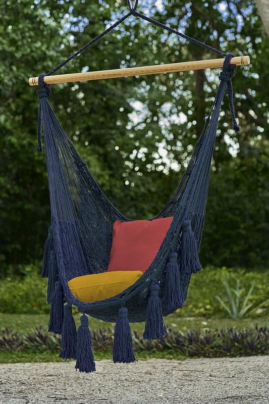 Deluxe Extra Large Mexican Hammock Chair in Outdoor Cotton Colour Blue - V97-DHSCHBLUE Deluxe Extra Large Mexican Hammock Chair in Outdoor Cotton Colour Blue