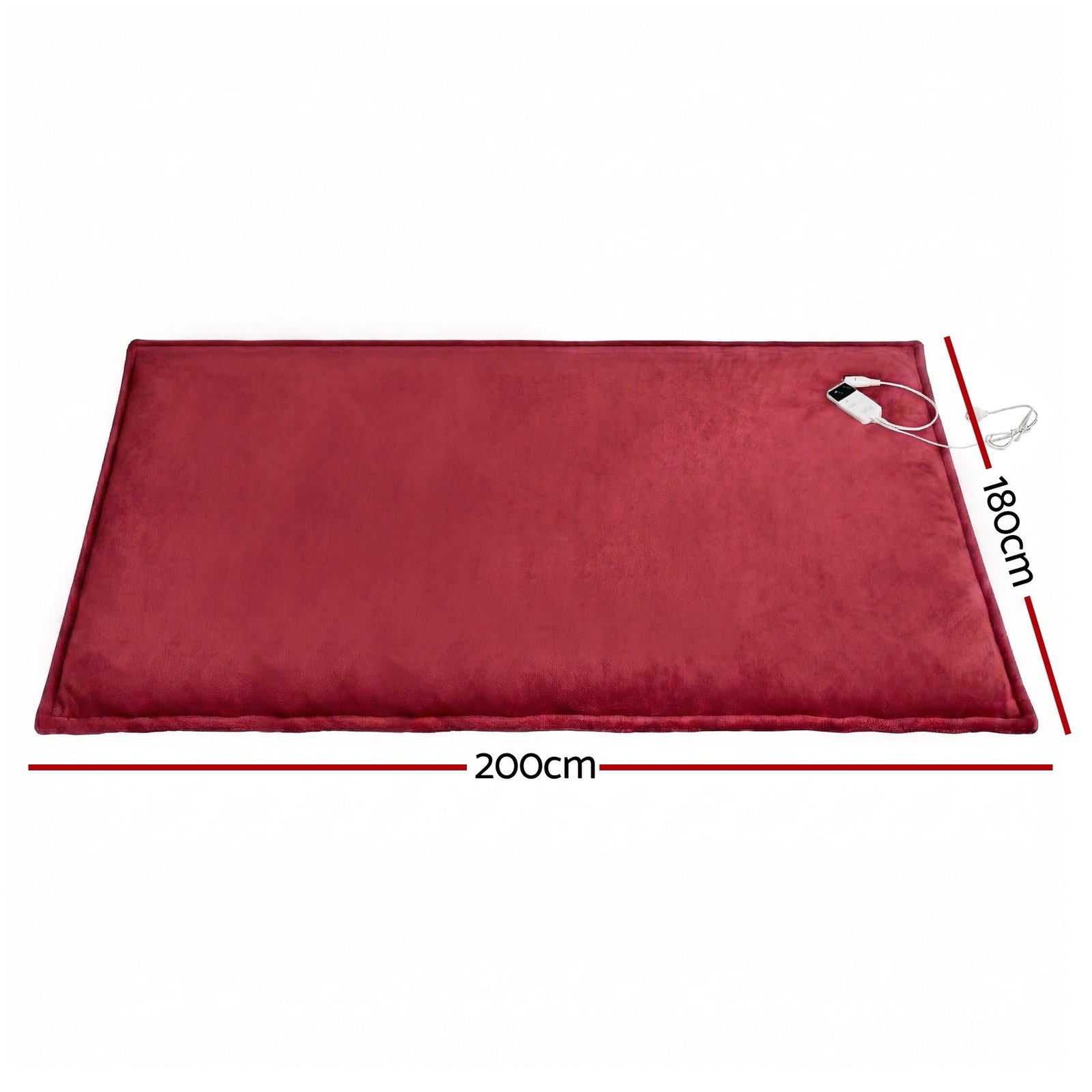Giselle Electric Throw Rug Double Size 200x180cm Fleece Flannel Heated Blanket Burgundy - EB-C-THROW-DS-200-BGD Giselle Electric Throw Rug Double Size 200x180cm Fleece Flannel Heated Blanket Burgundy - Image 3