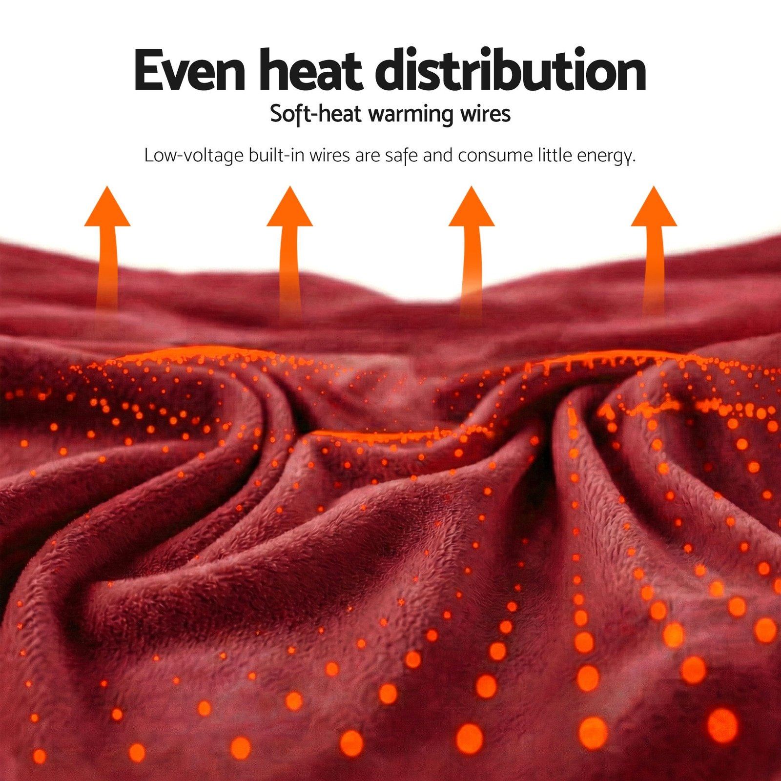 Giselle Electric Throw Rug Double Size 200x180cm Fleece Flannel Heated Blanket Burgundy - EB-C-THROW-DS-200-BGD Giselle Electric Throw Rug Double Size 200x180cm Fleece Flannel Heated Blanket Burgundy - Image 8
