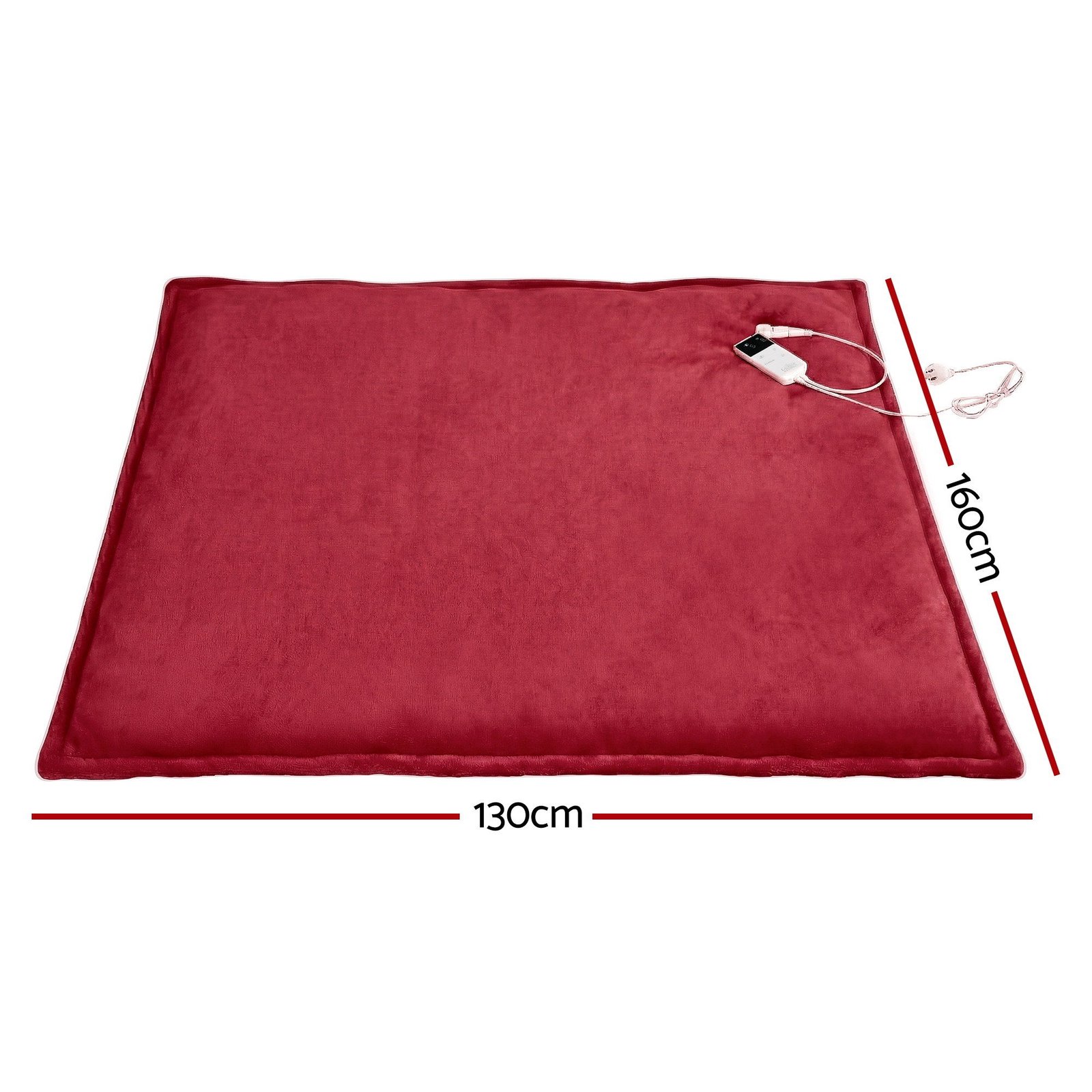 Giselle Electric Throw Rug Dual Side Fleece Flannel Heated Blanket Burgundy - EB-C-THROW-RUG-DS-BGD Giselle Electric Throw Rug Dual Side Fleece Flannel Heated Blanket Burgundy - Image 3
