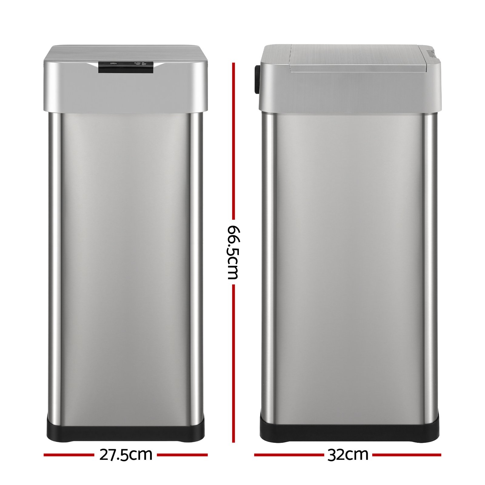 Devanti 50L Motion Sensor Bin Rubbish Bins Kitchen Automatic Trash Can Silver - SB-D-50-K250-SI Devanti 50L Motion Sensor Bin Rubbish Bins Kitchen Automatic Trash Can Silver - Image 2
