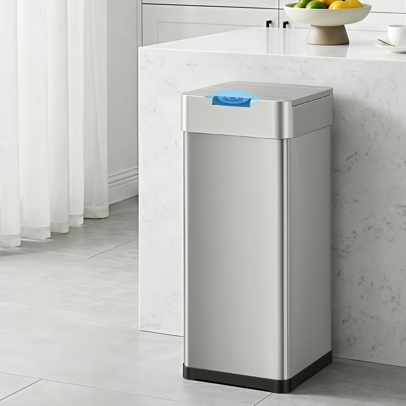 Devanti 50L Motion Sensor Bin Rubbish Bins Kitchen Automatic Trash Can Silver - SB-D-50-K250-SI Devanti 50L Motion Sensor Bin Rubbish Bins Kitchen Automatic Trash Can Silver - Image 8