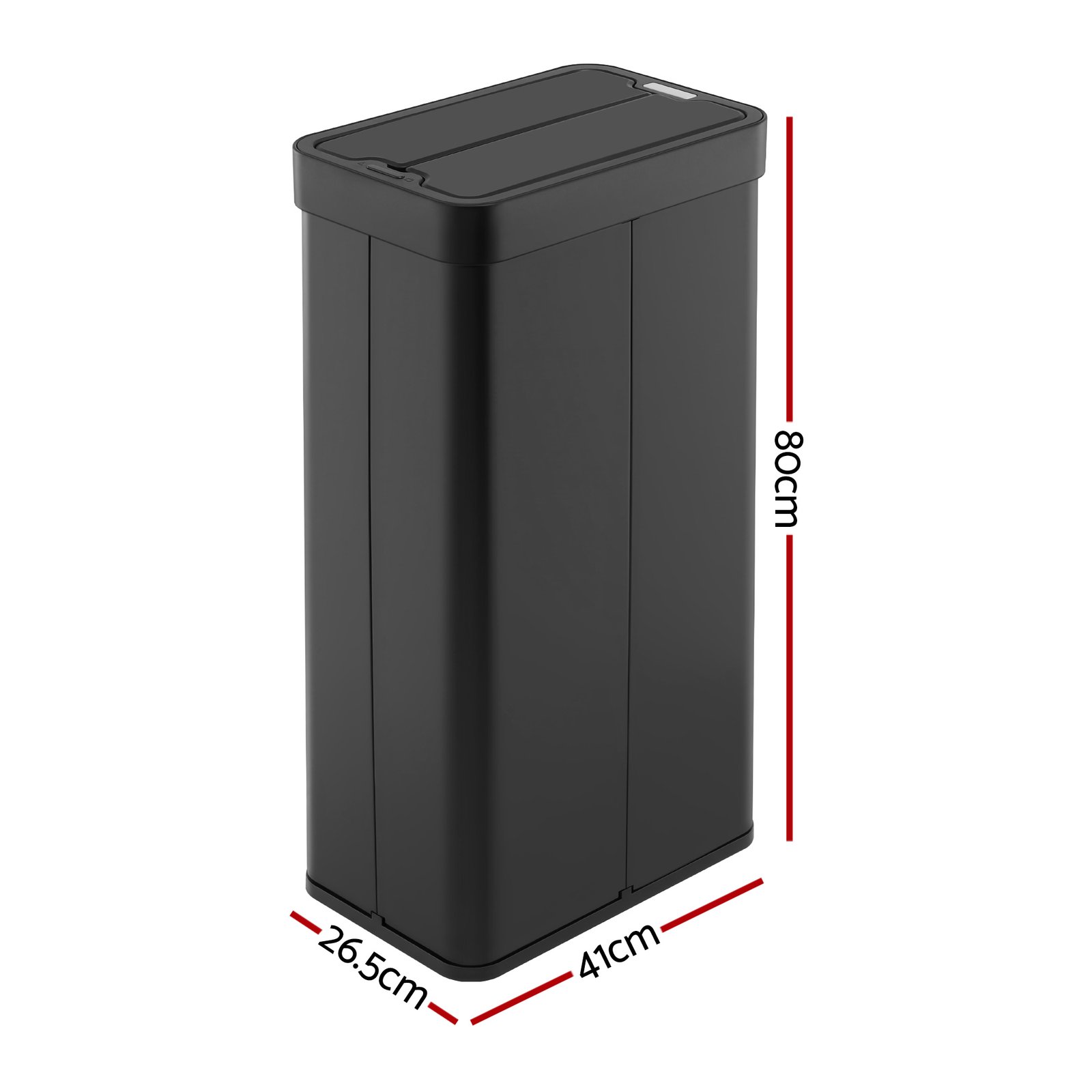 Devanti Rubbish Bin 70L Automatic Sensor Kitchen Bin, Slim Smart Garbage Can Touchless Rectangular with Liner Holder, Fully Closed Lid for Bedroom, Bathroom, Living Room, Black - SB-E-70L-BK Devanti Rubbish Bin 70L Automatic Sensor Kitchen Bin, Slim Smart Garbage Can Touchless Rectangular with Liner Holder, Fully Closed Lid for Bedroom, Bathroom, Living Room, Black - Image 2