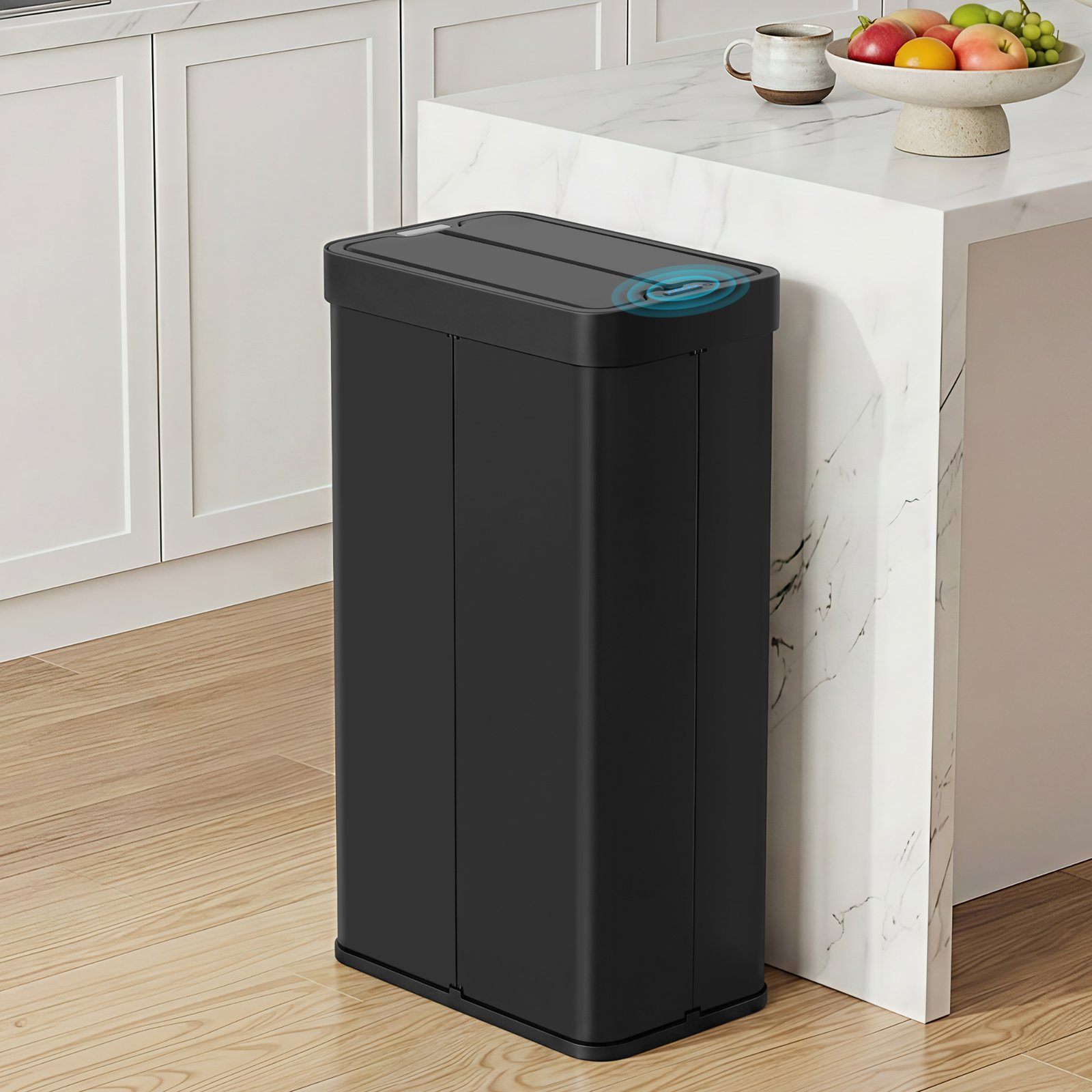 Devanti Rubbish Bin 70L Automatic Sensor Kitchen Bin, Slim Smart Garbage Can Touchless Rectangular with Liner Holder, Fully Closed Lid for Bedroom, Bathroom, Living Room, Black - SB-E-70L-BK Devanti Rubbish Bin 70L Automatic Sensor Kitchen Bin, Slim Smart Garbage Can Touchless Rectangular with Liner Holder, Fully Closed Lid for Bedroom, Bathroom, Living Room, Black - Image 8
