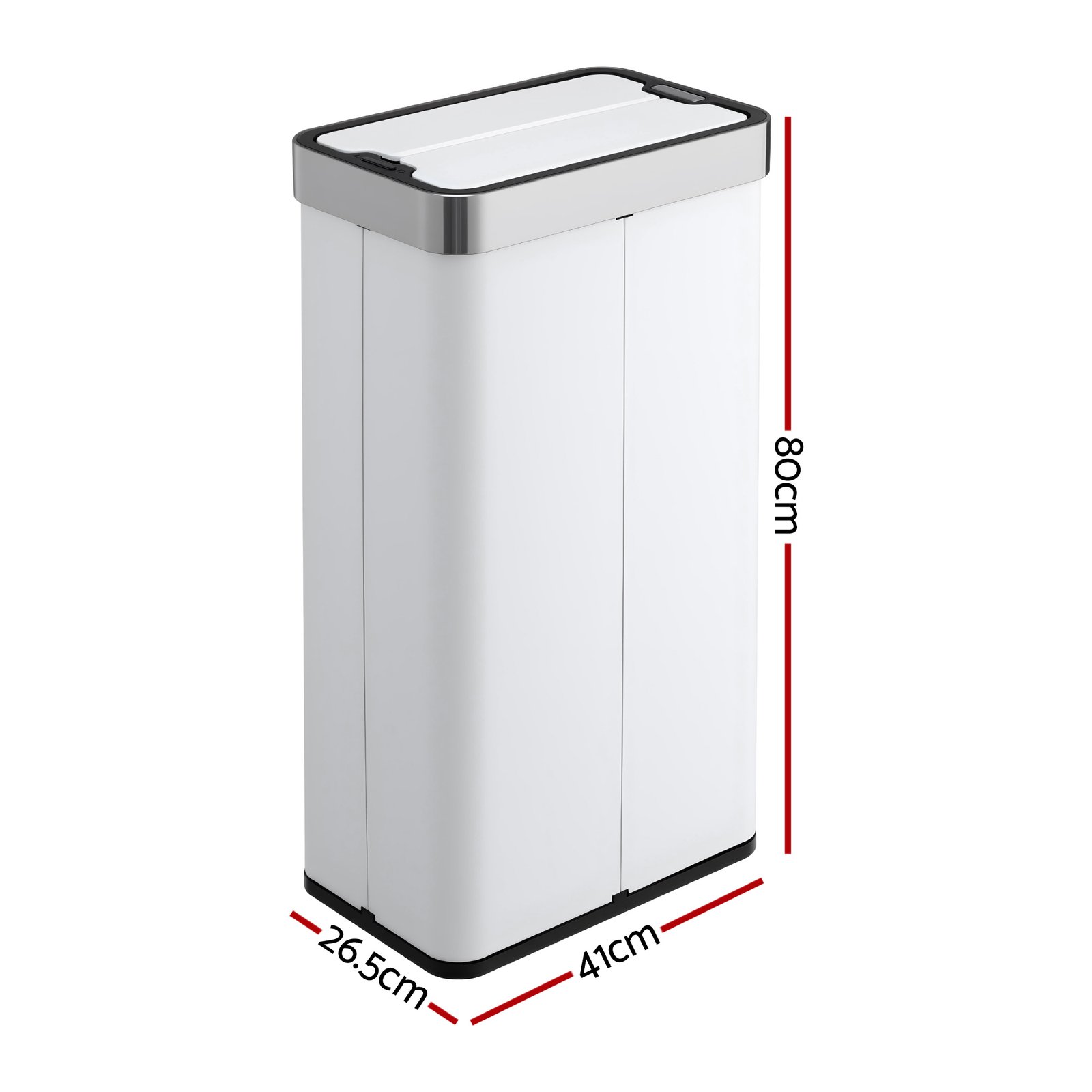 Devanti Rubbish Bin 70L Automatic Sensor Kitchen Bin, Slim Smart Garbage Can Touchless Rectangular with Liner Holder, Fully Closed Lid for Bedroom, Bathroom, Living Room, White - SB-E-70L-WH Devanti Rubbish Bin 70L Automatic Sensor Kitchen Bin, Slim Smart Garbage Can Touchless Rectangular with Liner Holder, Fully Closed Lid for Bedroom, Bathroom, Living Room, White - Image 2