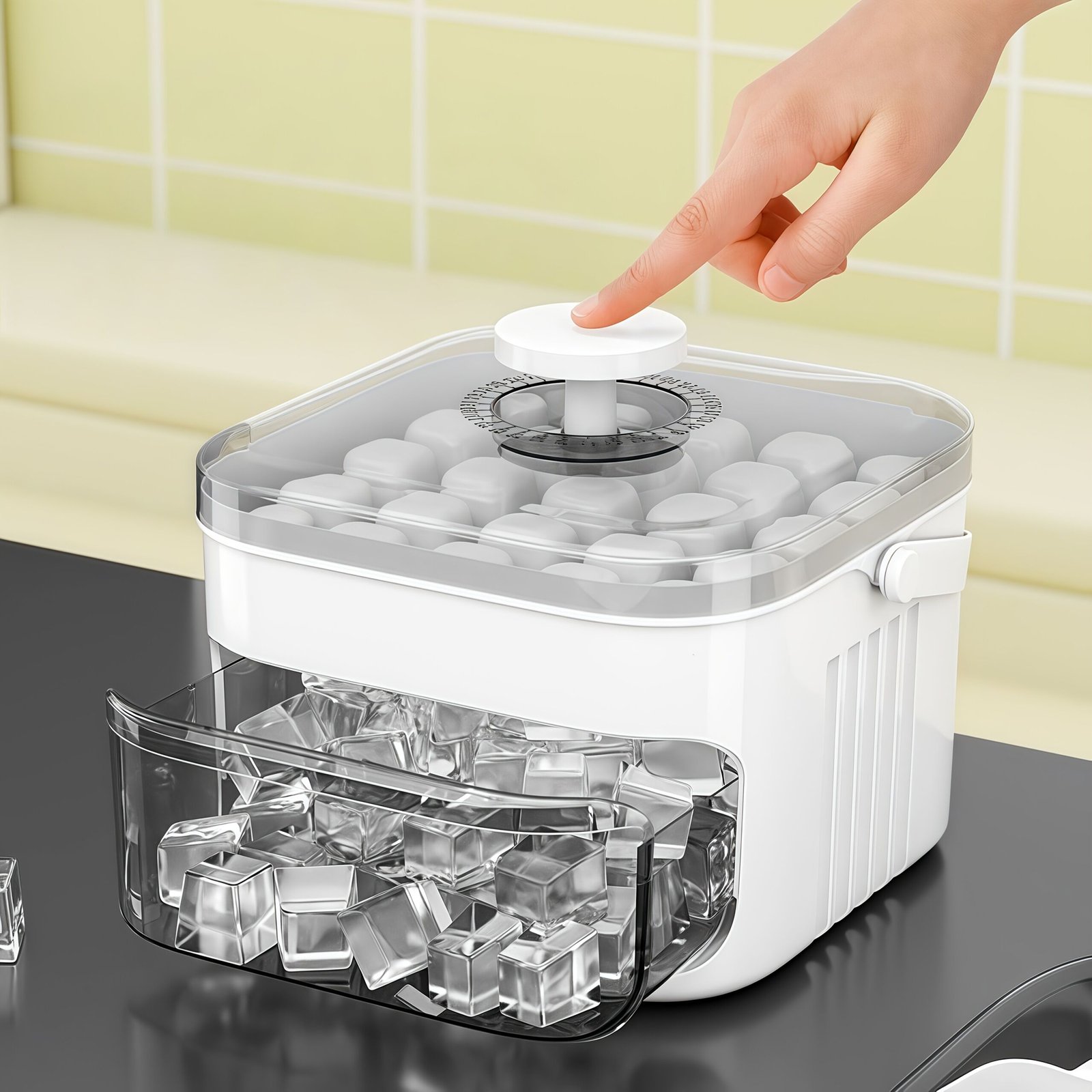 1PC Refrigerator Ice Cube Mold, Manual Press Two-Layer Design, Large Capacity Food-Grade PP Material, Suitable for Refrigerator Ice Making – Essential Kitchen Tool, 50-Cavity Ice Tray with Container, Practical Household Drink Ice Organizer. - V1102-BIZBMJ001 1PC Refrigerator Ice Cube Mold, Manual Press Two-Layer Design, Large Capacity Food-Grade PP Material, Suitable for Refrigerator Ice Making – Essential Kitchen Tool, 50-Cavity Ice Tray with Container, Practical Household Drink Ice Organizer. - Image 3