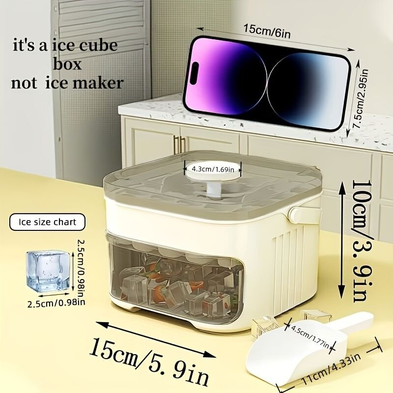 1PC Refrigerator Ice Cube Mold, Manual Press Two-Layer Design, Large Capacity Food-Grade PP Material, Suitable for Refrigerator Ice Making – Essential Kitchen Tool, 50-Cavity Ice Tray with Container, Practical Household Drink Ice Organizer. - V1102-BIZBMJ001 1PC Refrigerator Ice Cube Mold, Manual Press Two-Layer Design, Large Capacity Food-Grade PP Material, Suitable for Refrigerator Ice Making – Essential Kitchen Tool, 50-Cavity Ice Tray with Container, Practical Household Drink Ice Organizer. - Image 7