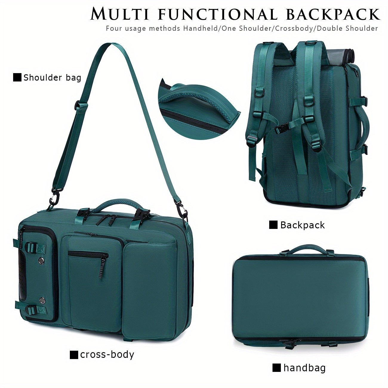 18.1-inch Easy-Travel Bag (46×30×16 cm): Four carrying modes in one bag, with independent shoe compartment and freely switchable hidden shoulder straps.(BLACK) - V1102-BJBBB001 18.1-inch Easy-Travel Bag (46×30×16 cm): Four carrying modes in one bag, with independent shoe compartment and freely switchable hidden shoulder straps.(BLACK) - Image 6
